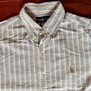 Ralph Lauren Long Sleeve Striped Button Down Classic Fit Shirt Sz L